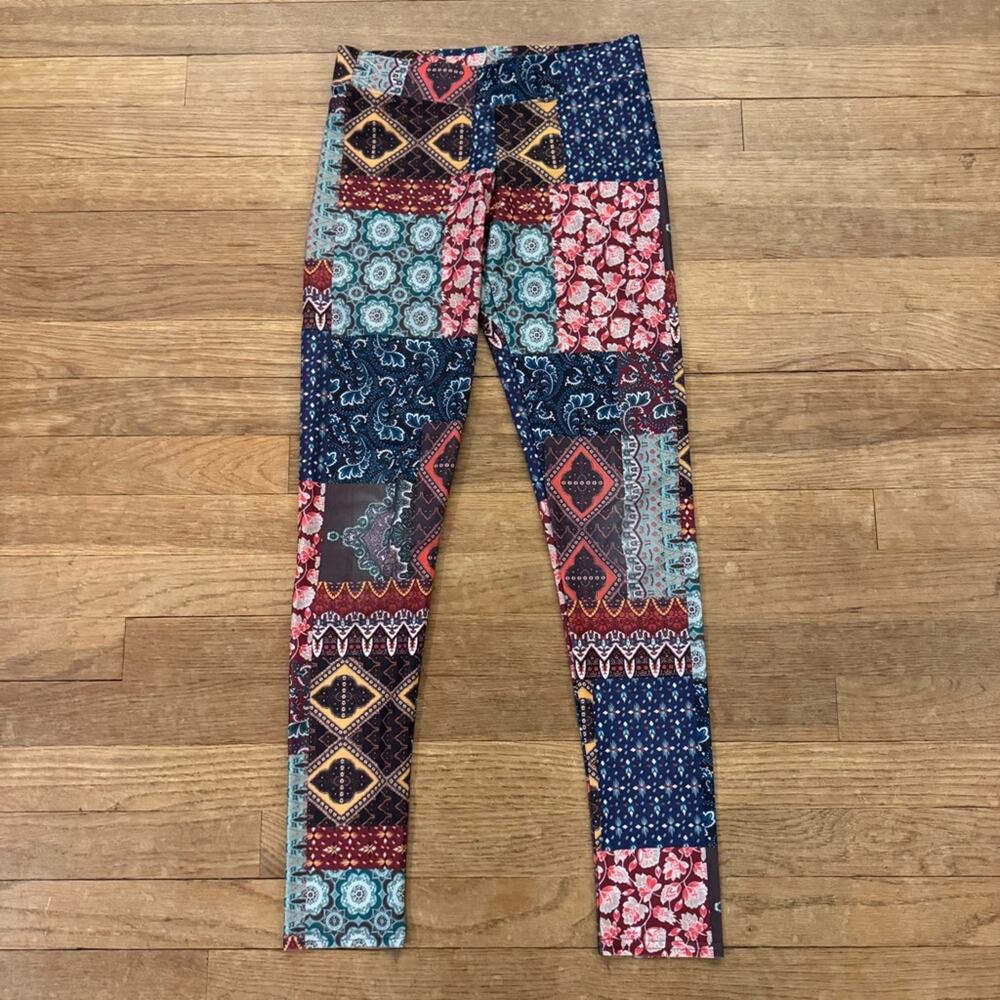 American Eagle low rise blue orange leggings tights size XS b46